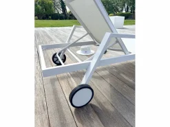 Paris Garden Tumbona de aluminio y lona plastificada Blanco Sale