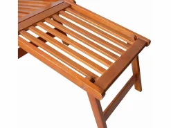 Tumbona de jardín con reposapiés y cojín madera maciza acacia^vidaxl Hot