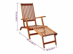 Tumbona de jardín con reposapiés y cojín madera maciza acacia^vidaxl Hot