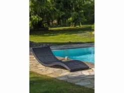 Dcb Garden Tumbona de resina trenzada Negro Hot