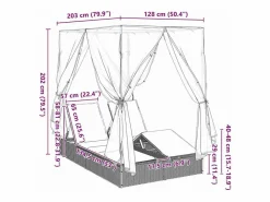 vidaxl Tumbona|Tumbona doble Ajustable Gris 205 x 129 x 200 cm ratán sintético