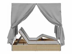 vidaxl Tumbona|Tumbona doble Ajustable Gris 205 x 129 x 200 cm ratán sintético
