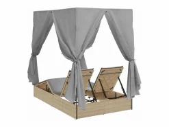 vidaxl Tumbona|Tumbona doble Ajustable Gris 205 x 129 x 200 cm ratán sintético