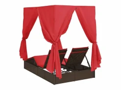 Tumbona doble Ajustable Rojo 205 x 129 x 200 cm ratán sintético^vidaxl Online