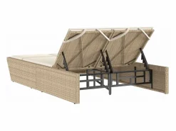 vidaxl Tumbona doble con cojines ratán sintético Beige