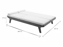 Miliboo Tumbona doble con respaldo multiposición blanca y madera maciza 127 cm CARACAS Blanco
