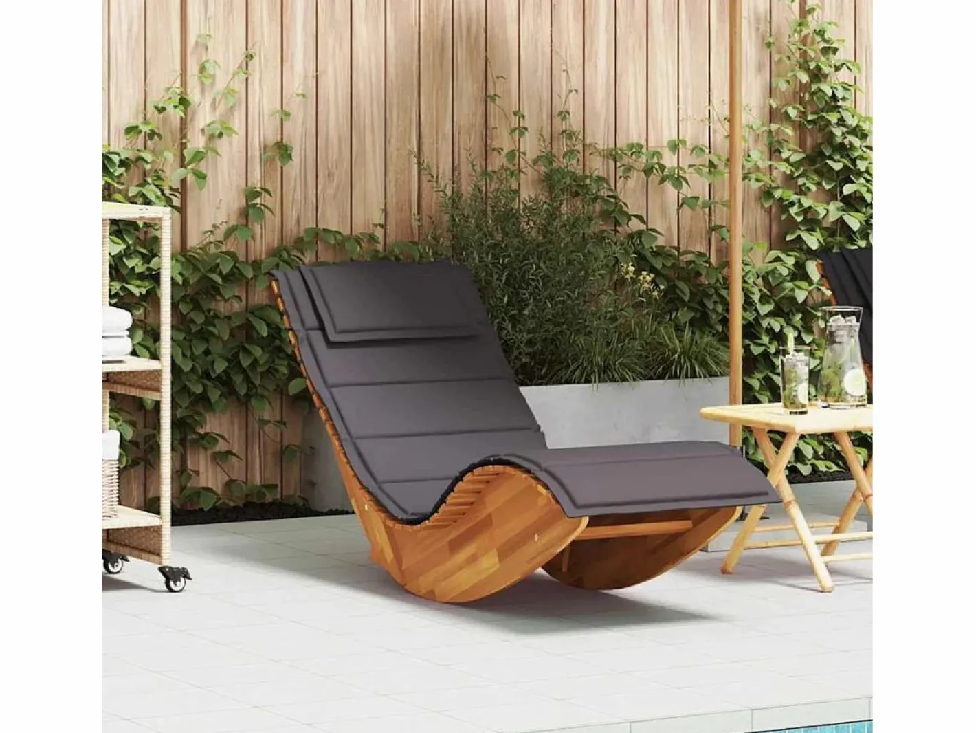 vidaxl Tumbona mecedora Mazaneda madera de acacia oscuro 74x154x60 cm Gris Best
