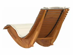 vidaxl Tumbona|Tumbona mecedora Mazaneda madera de acacia crema 74x154x60 cm
