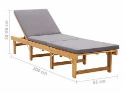 Tumbona plegable con cojín madera maciza de acacia^vidaxl Online