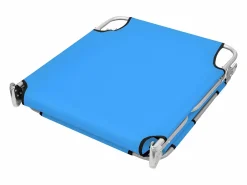Tumbona plegable con cojín para la cabeza acero turquesa ES110321 Azul Clearance