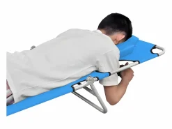 Tumbona plegable con cojín para la cabeza acero turquesa ES110321 Azul Clearance