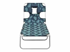 Tumbona plegable con cojín de cabeza acero estampado de hojas ES488303 Verde Discount