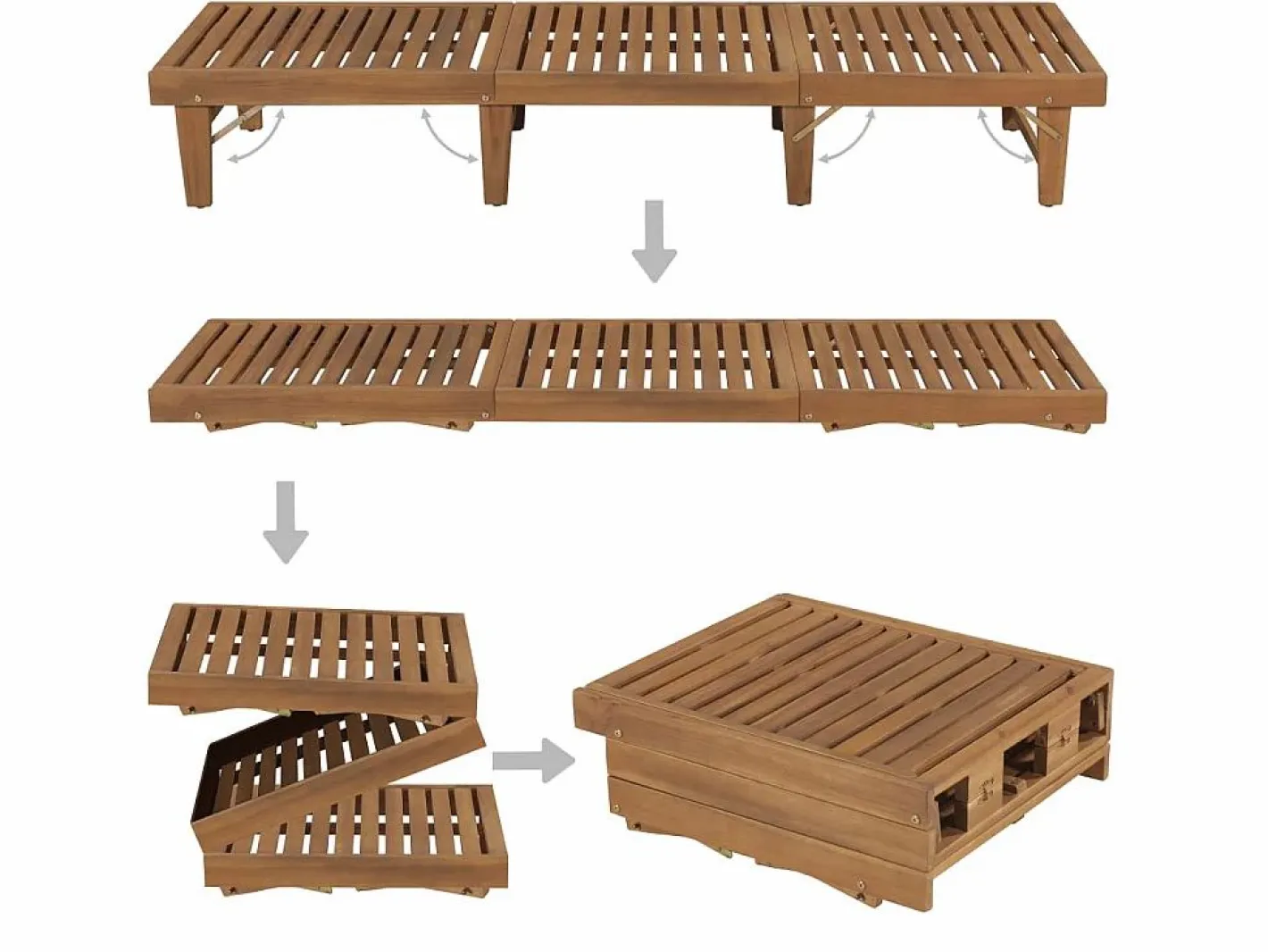 Tumbona plegable con cojín madera maciza de acacia ES51731^ Outlet