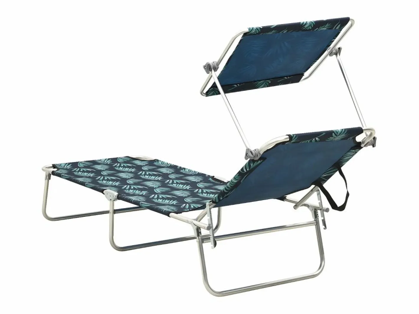 Tumbona plegable con toldo de acero estampado de hojas ES524525^ Sale