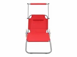 Tumbona plegable con toldo y ruedas acero roja ES770810^ Discount