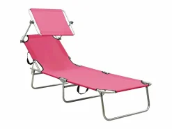 Tumbona|Tumbona plegable con toldo de acero magenta ES56434