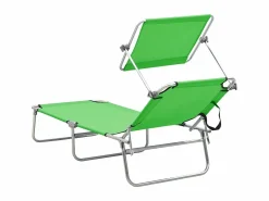 Tumbona plegable con toldo de acero manzana ES79885 Verde Outlet