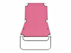Tumbona plegable de acero y tela ES985924 Rosa Outlet