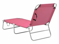 Tumbona plegable de acero y tela ES985924 Rosa Outlet