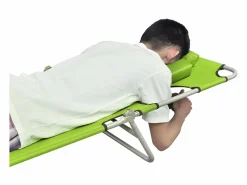 Tumbona plegable de acero y cojín de cabeza acero manzana ES538350 Verde Clearance