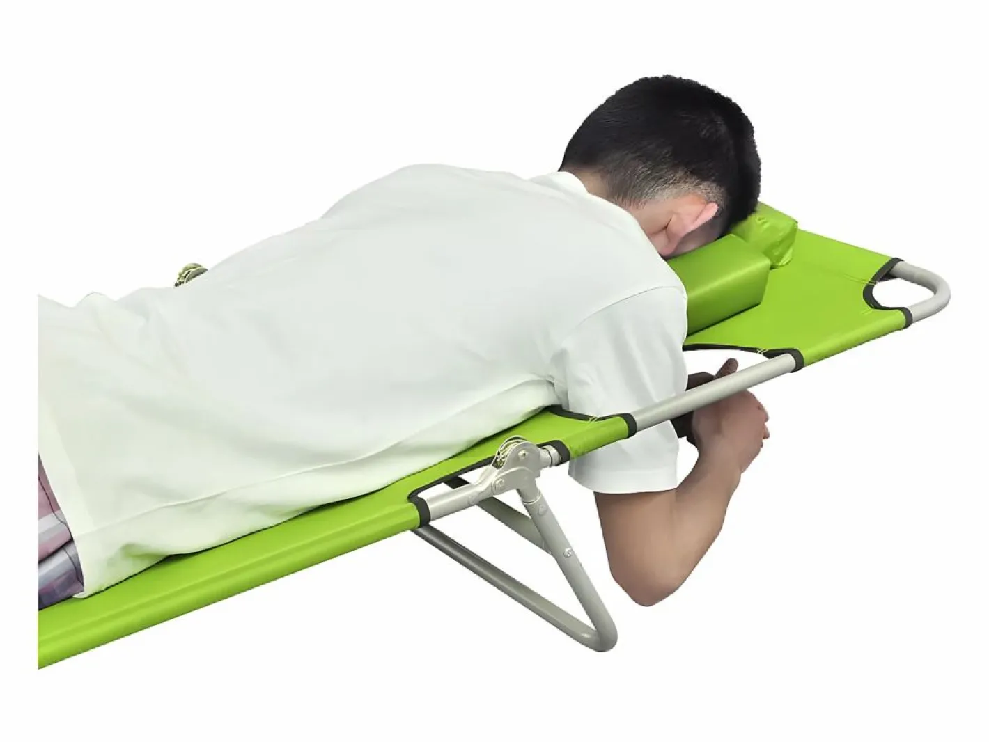 Tumbona plegable de acero y cojín de cabeza acero manzana ES538350 Verde Clearance