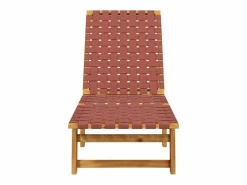 vidaxl Tumbona|Tumbonas 2 unidades madera maciza de acacia y tela roja