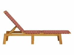 vidaxl Tumbona|Tumbonas 2 unidades madera maciza de acacia y tela roja