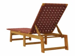 vidaxl Tumbona|Tumbonas 2 unidades madera maciza de acacia y tela roja