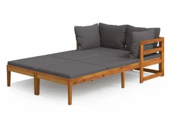 vidaxl Tumbonas con cojines oscuro 2 unidades madera de acacia Gris Online