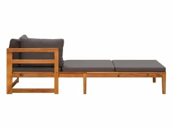 vidaxl Tumbonas con cojines oscuro 2 unidades madera de acacia Gris Online