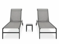 vidaxl Tumbona|Tumbonas con mesa 2 unidades textilene y acero