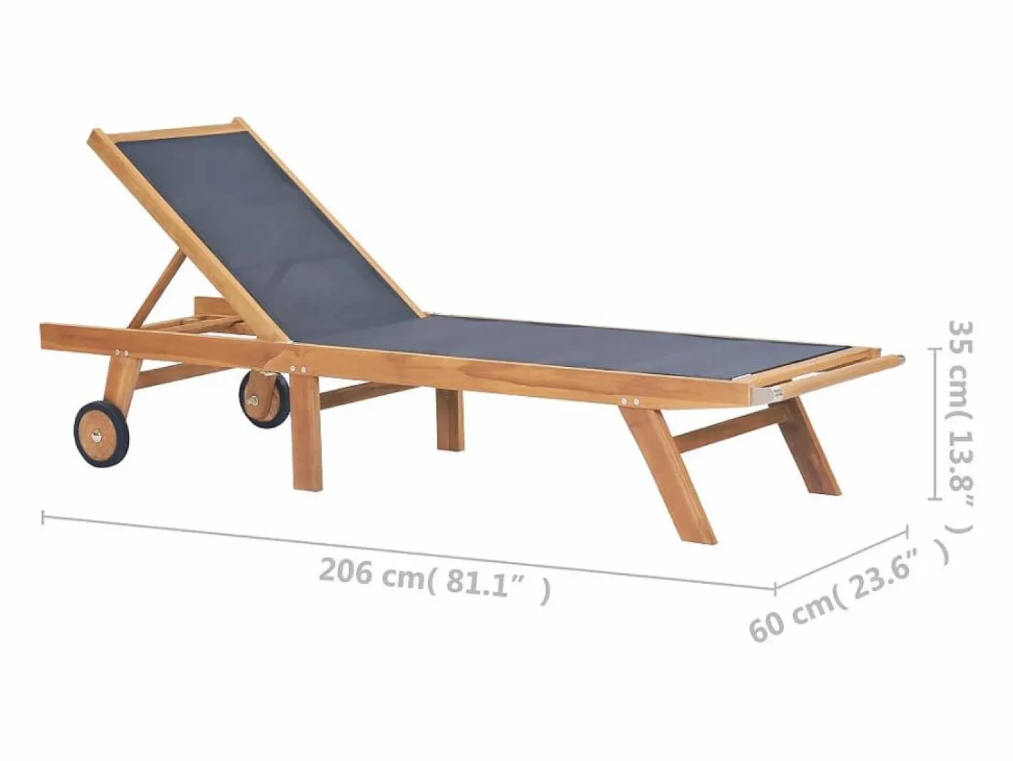 vidaxl Tumbona|Tumbonas plegables con ruedas 2 uds teca maciza y textilene