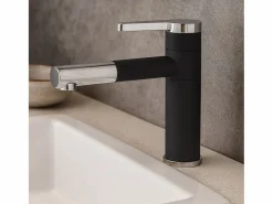 Essebagno Ultrate grifo mezclador bajo y cromado para lavabo Negro Outlet