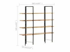 Umdir Estantería de 4 niveles madera maciza de mango 160x35x160 cm^Garden Furniture Sale