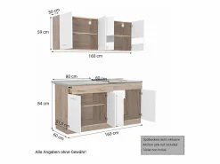 Cocina Completa|Unidad de cocina 160x84x60 cm aspecto madera roble blanco y gris