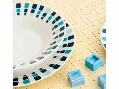 Vajilla Simetric Quid 18 piezas 6 servicios porcelana blanco/ Azul Hot