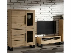 Petits-Meubles Vitrina Para Vajilla|Vajillero 3 puertas 3 cajones Eden Madera y Metal