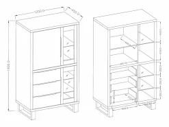 Petits-Meubles Vitrina Para Vajilla|Vajillero 3 puertas 3 cajones Eden Madera y Metal