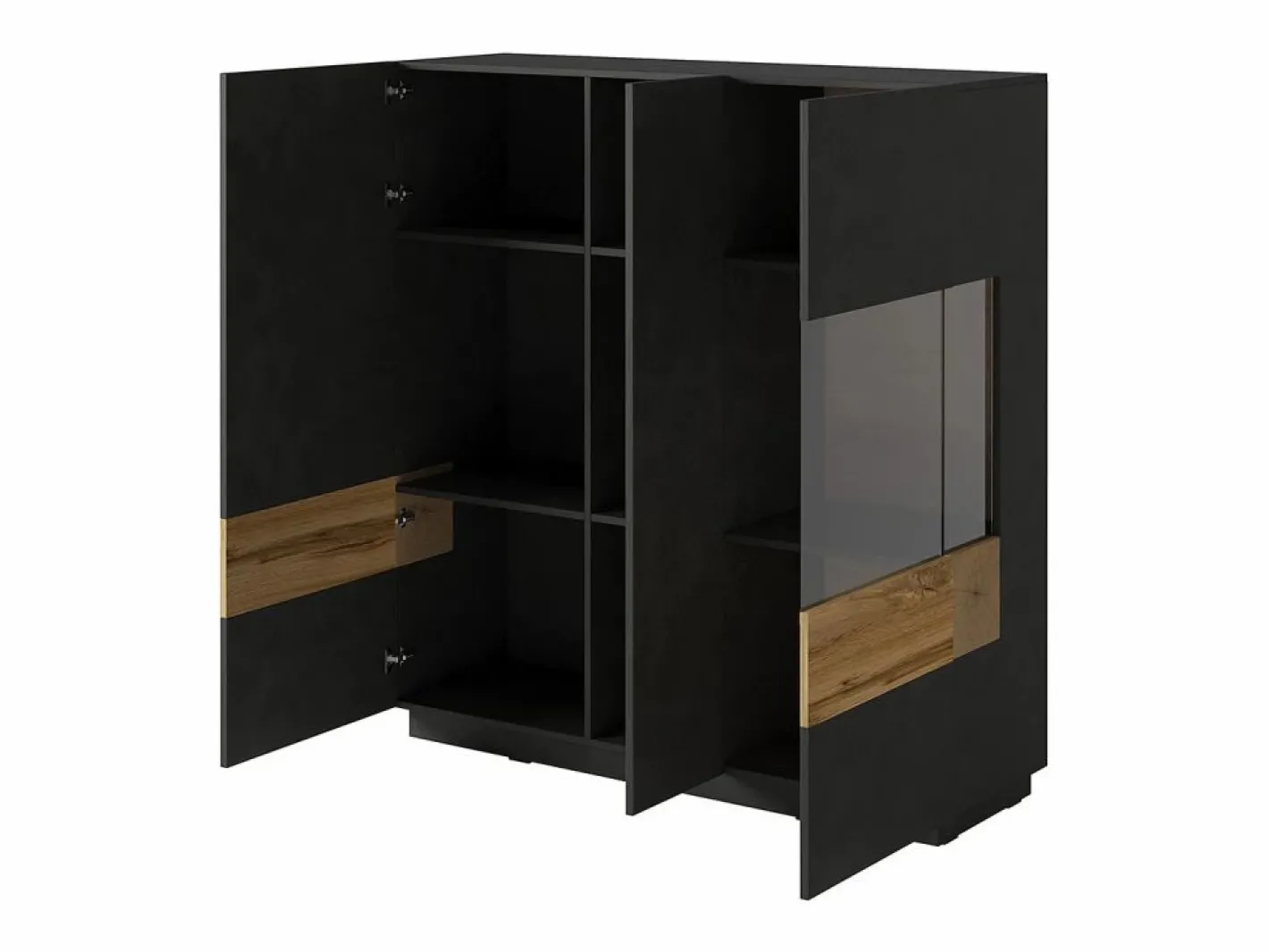 Petits-Meubles Vajillero 3 puertas Andrea antracita y Madera Gris Hot