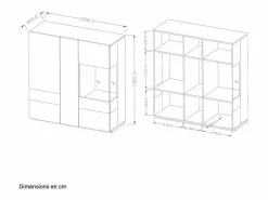 Petits-Meubles Vajillero 3 puertas Andrea antracita y Madera Gris Hot