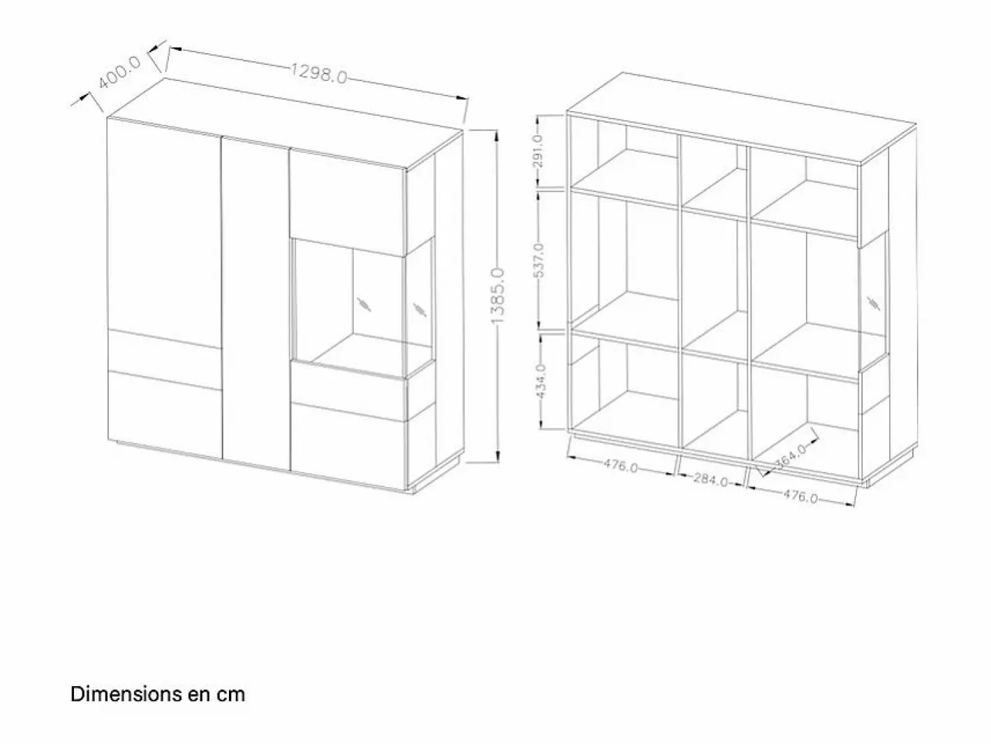Petits-Meubles Vajillero 3 puertas Andrea antracita y Madera Gris Hot