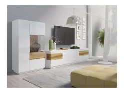 Vajillero 2 puertas apertura por la derecha Andrea Blanco y Madera^Petits-Meubles Discount