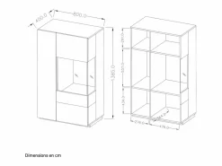 Vajillero 2 puertas apertura por la derecha Andrea Blanco y Madera^Petits-Meubles Discount