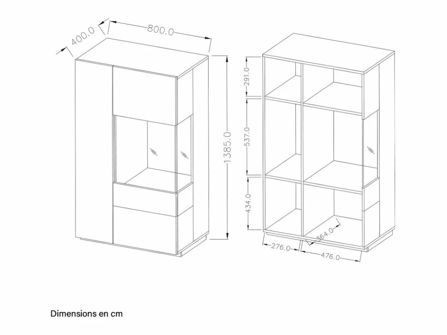 Vajillero 2 puertas apertura por la derecha Andrea antracita y Madera^Petits-Meubles Sale