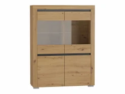Petits-Meubles Vajillero 4 puertas con LED Kasla Madera y Antracita Gris Clearance