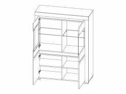 Petits-Meubles Vajillero 4 puertas con LED Kasla Madera y Antracita Gris Clearance
