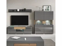 Petits-Meubles Vajillero 2 puertas con LED Jules y Madera Gris Outlet