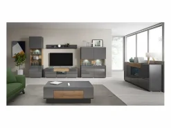Petits-Meubles Vajillero 2 puertas con LED Jules y Madera Gris Outlet