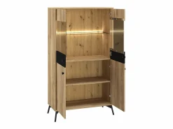 Vajillero 4 puertas con LED Elara Madera y Negro^Petits-Meubles Hot