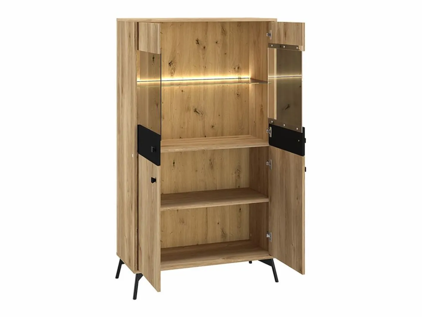 Vajillero 4 puertas con LED Elara Madera y Negro^Petits-Meubles Hot